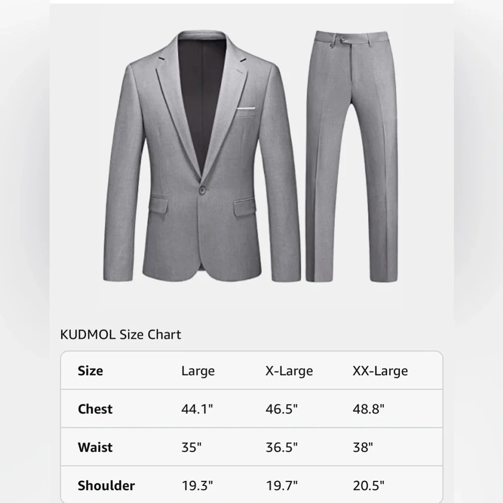 NWT- Kudmol Mens 2 Piece Slim Fit Casual One Button Suit SIZE: XL - Picture 7 of 10